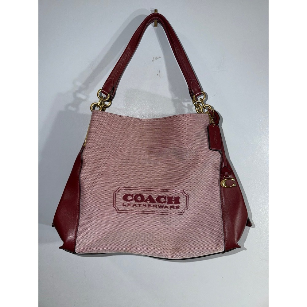 Coach Badge jacquard dalton31 shoulder bag wine color large